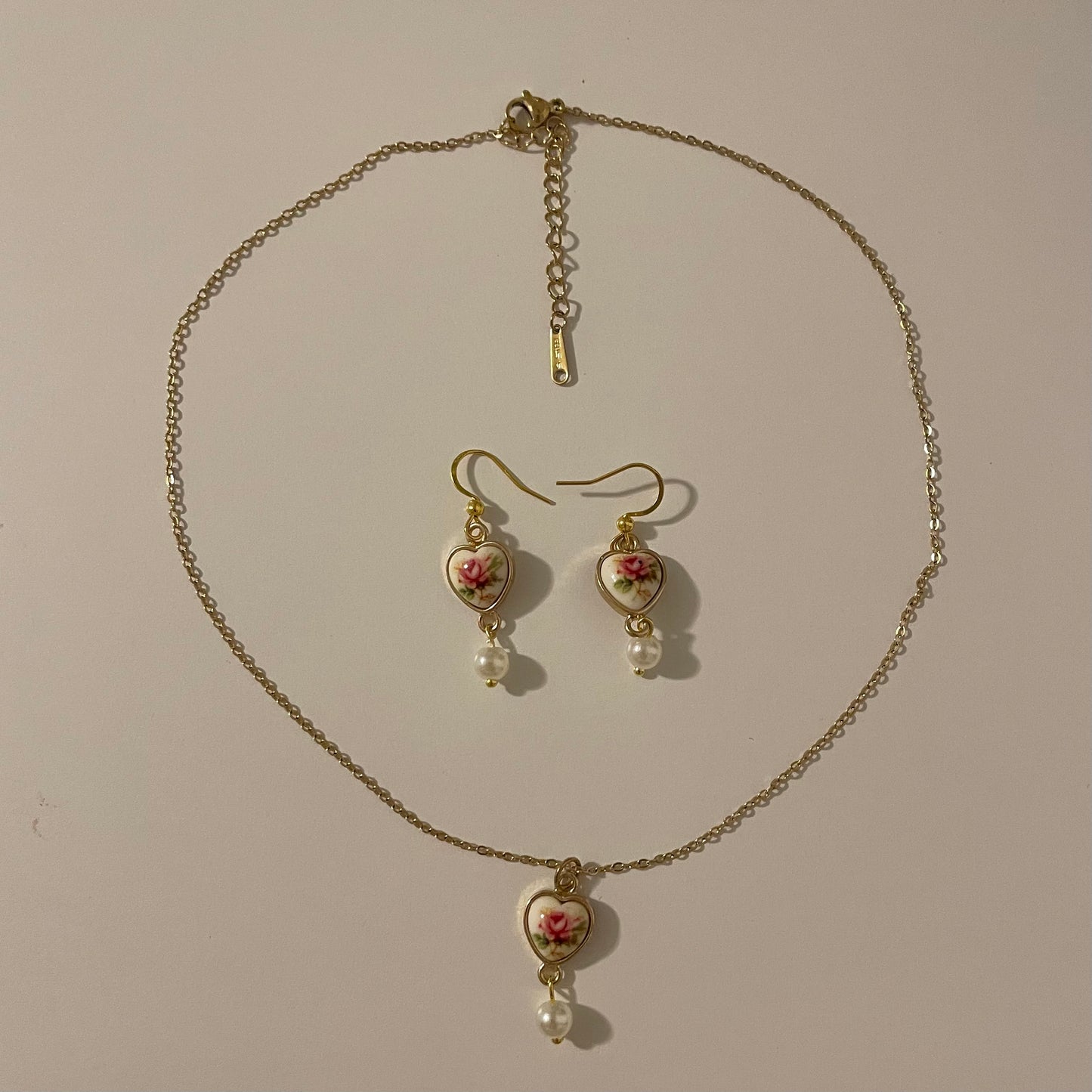 vintage gold earrings and necklace set ˚˖𓍢ִ໋❀