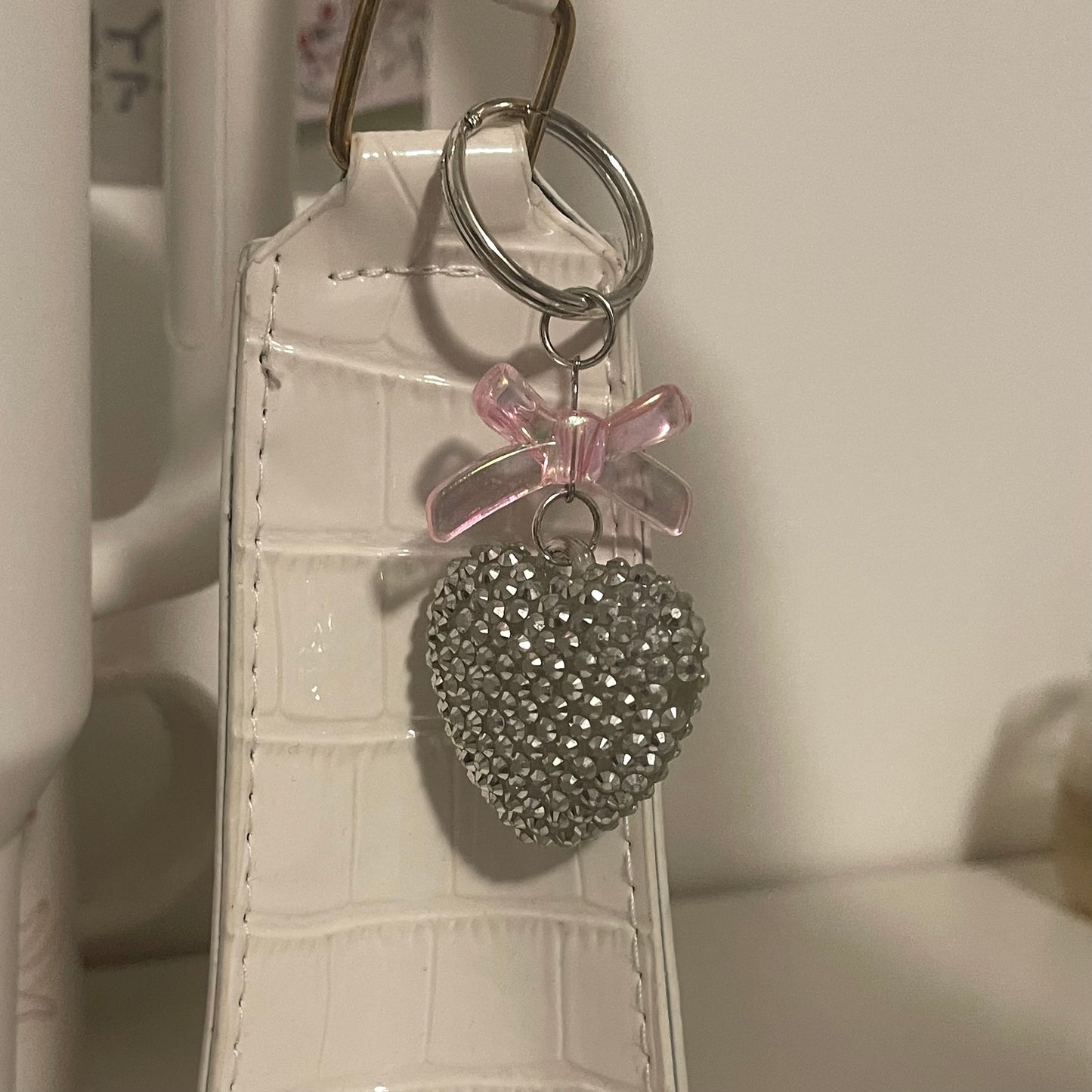 silver bow bag charm/keychain