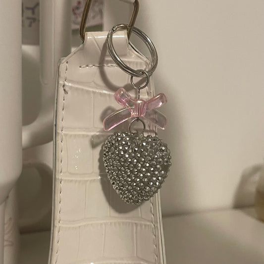 silver bow bag charm/keychain