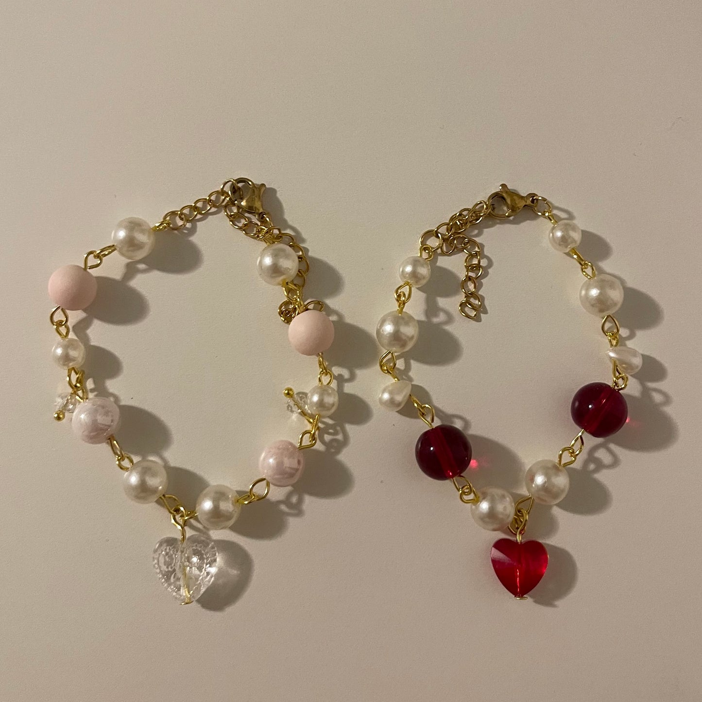 matching golden heart bracelets